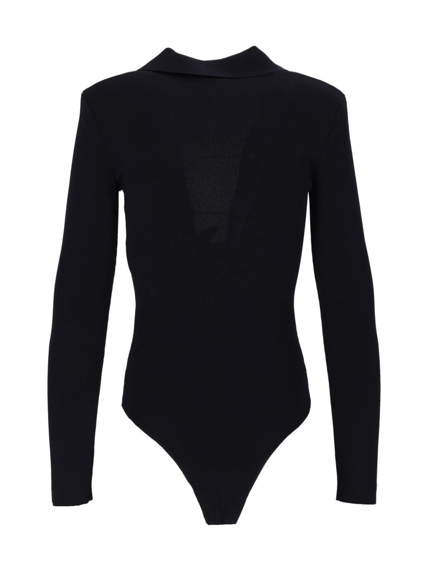 Elisabetta Franchi Knit Fitted Gold Chain Bodysuit