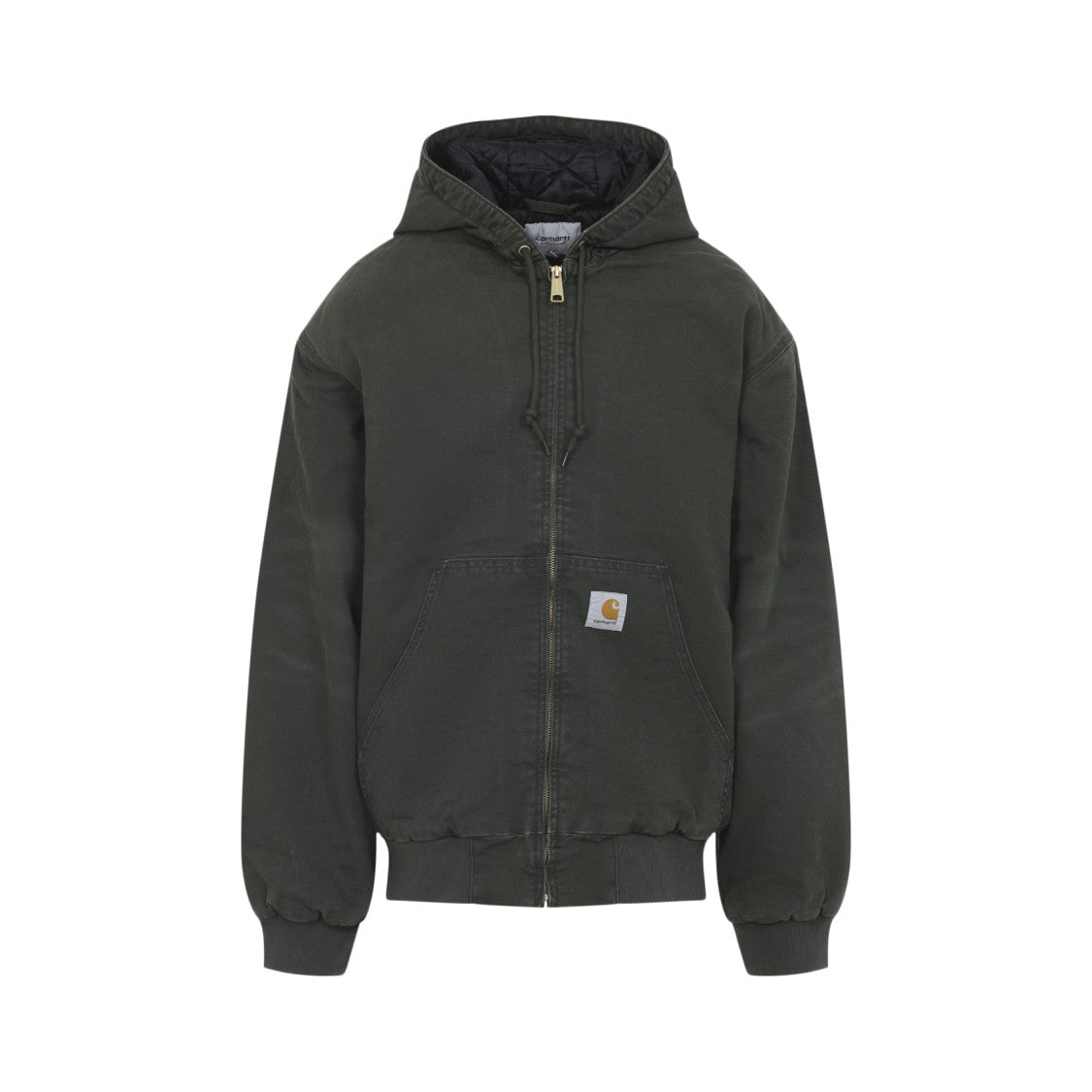 Carhartt Wip Hooded Quilted Jacket With Kangaroo Pocket And Ribbed Cuffs