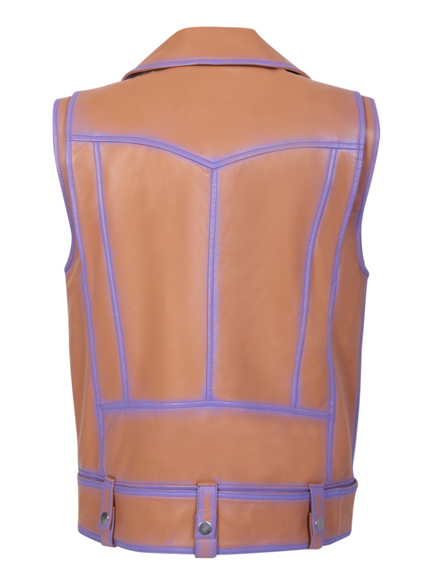 Stand Studio Tan And Lilac Biker Vest