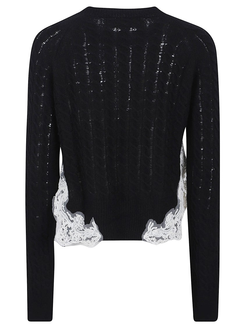 Ermanno Scervino Open-Knit Black Sweater
