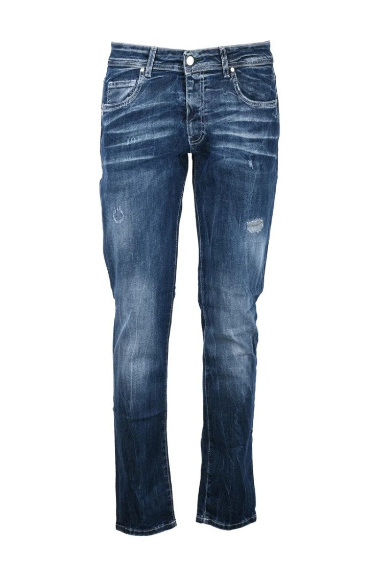 Grey Daniele Alessandrini Blue Cotton Elastane Men Jeans