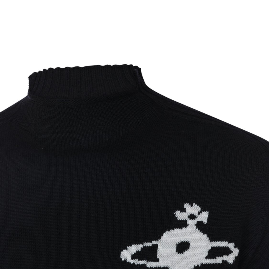 Vivienne Westwood High Neck Black Sweater With Ribbed Cuffs