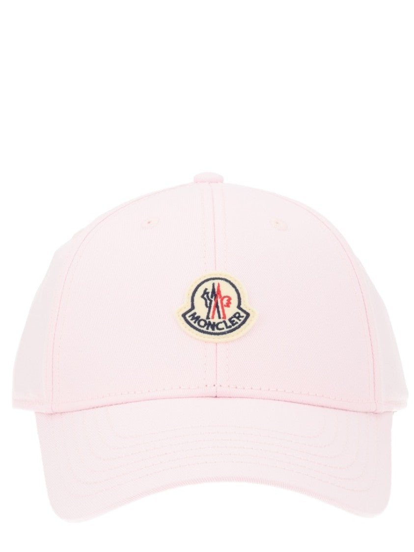 Moncler Pastel Pink Embroidered Logo Cotton Cap