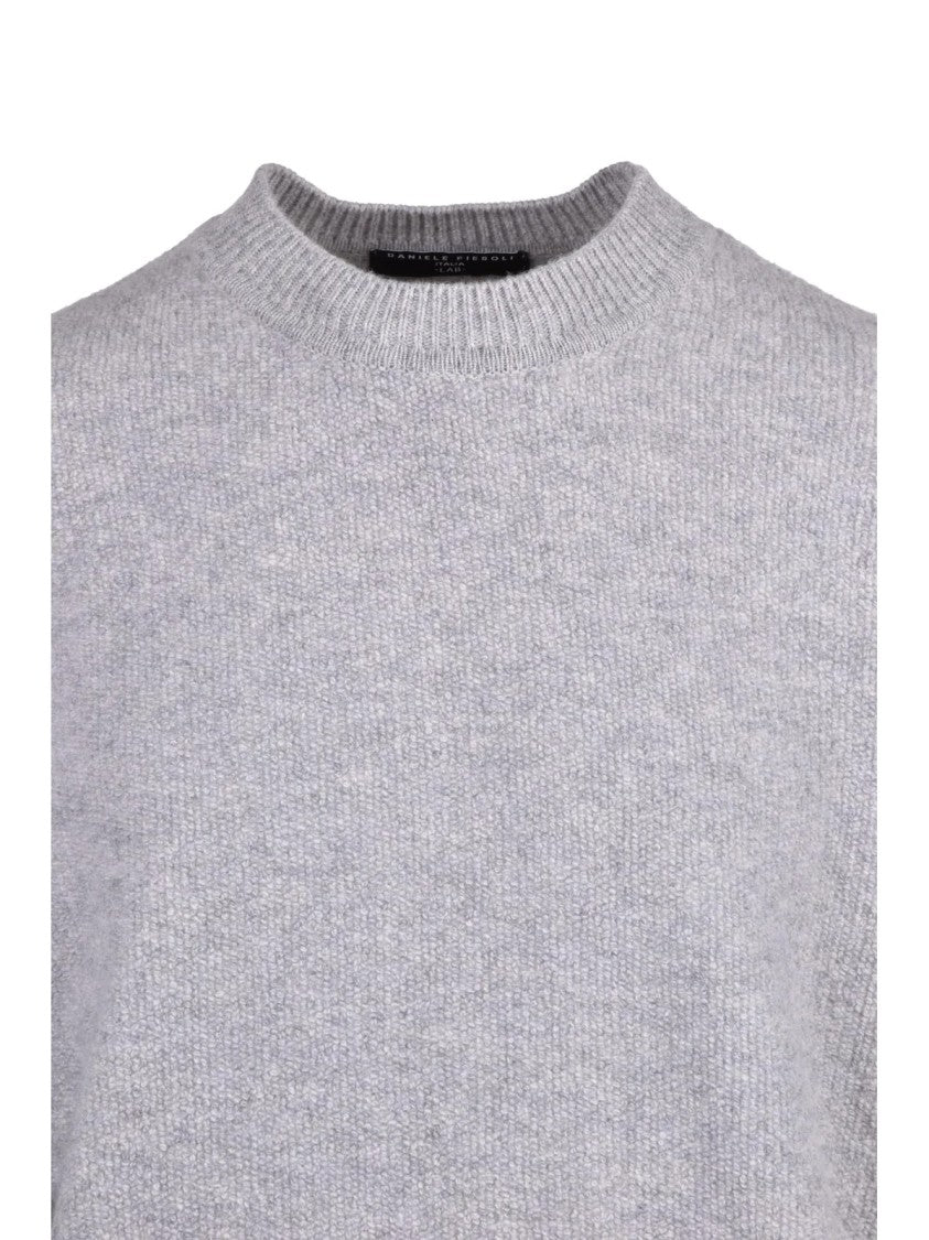 Daniele Fiesoli Classic Crewneck Sweater In Heathered Light Grey