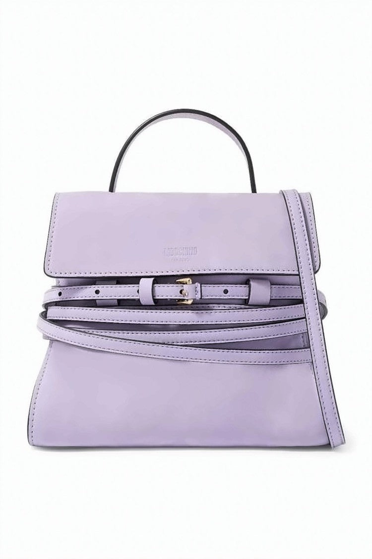 Moschino Lavender Calf Leather Tote Bag With Gold-Tone Accents
