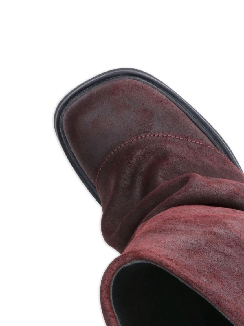 The Attico Burgundy Slouchy Calf Leather Back-Zip Boots