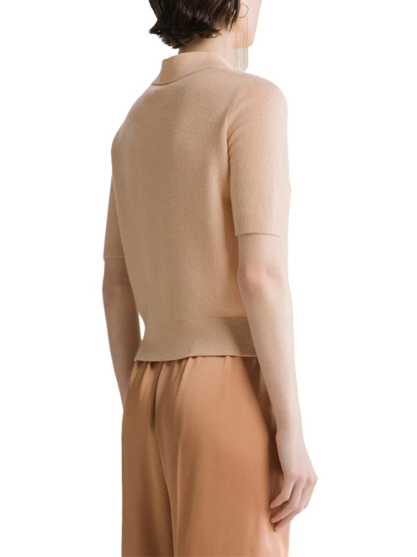 Forte Forte Gauze Wool-Cashmere Boxy Half-Sleeve Polo Shirt