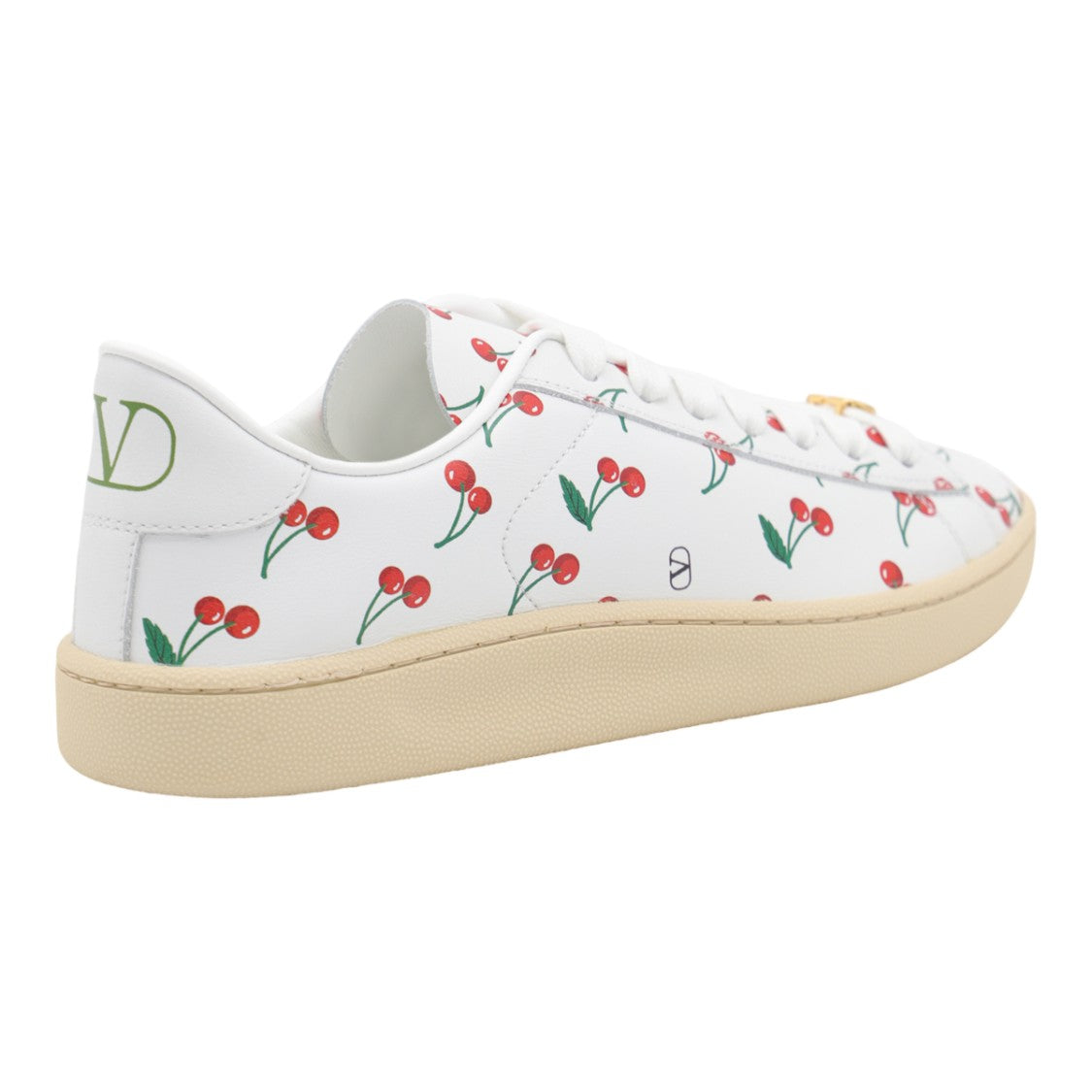 Valentino Garavani Cherry Print Low-Top Sneakers With Gold-Detail Accents