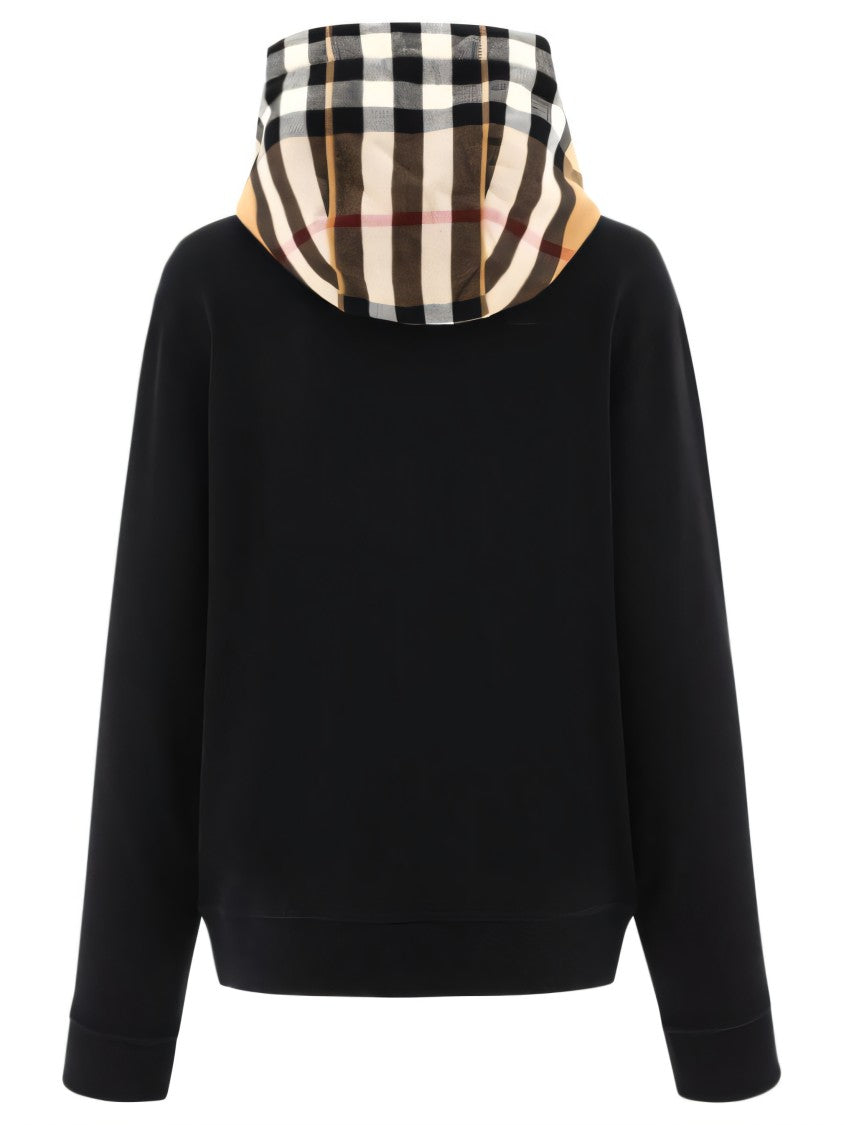 Burberry Hooded Black Jacket With Checkered Lining