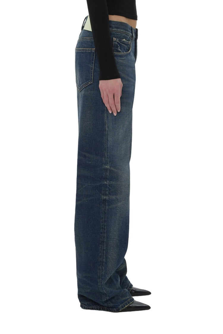 Haikure Blue Vintage Wide-Leg Cotton Jeans