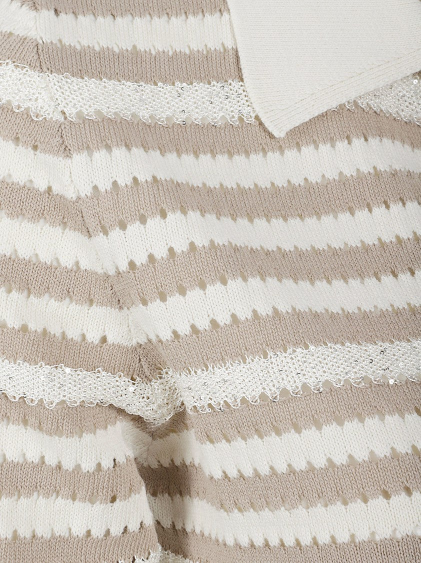 Fabiana Filippi Short-Sleeve Knit Top With V-Neckline