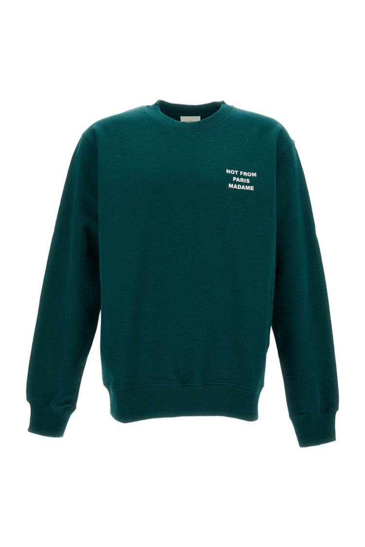 Drôle De Monsieur Slogan Detail Crew Neck Sweatshirt With Relaxed Fit