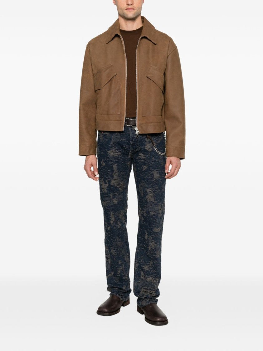 Diesel Textured Distressed Denim Jeans With Silk-Nylon Blend