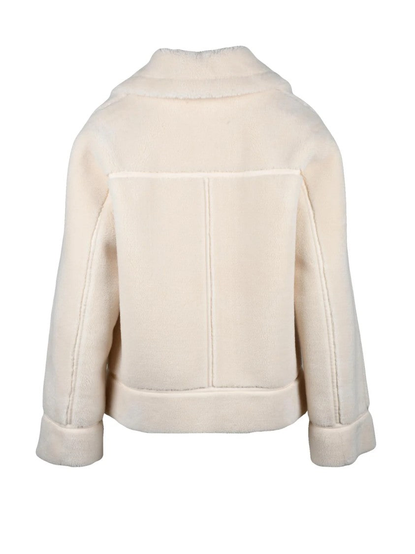 Pennyblack Plush Textured Jacket With Zip Closure And Functional Pockets