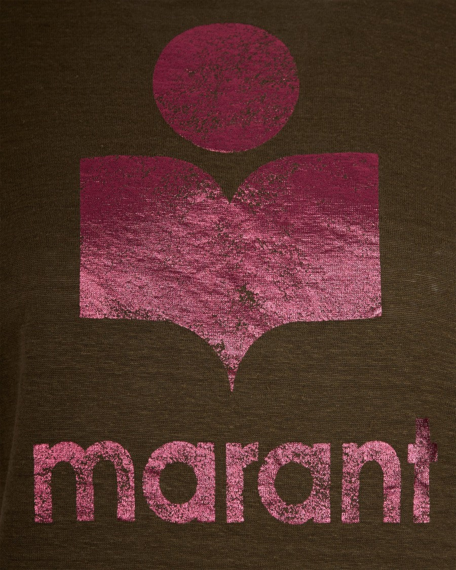 Isabel Marant Étoile Metallic Logo Linen T-Shirt