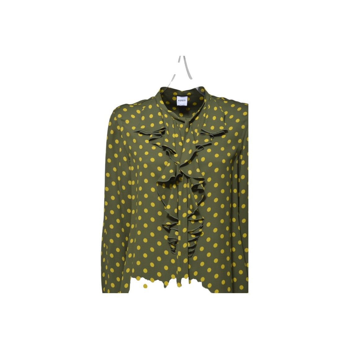 Aspesi Green Crepe Blouse With Ruffles