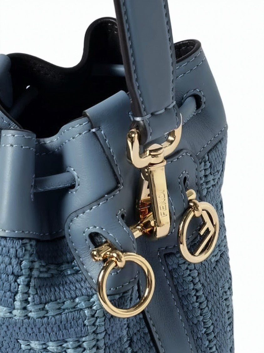 Fendi Textured Bucket Shoulder Bag With Drawstring Closure