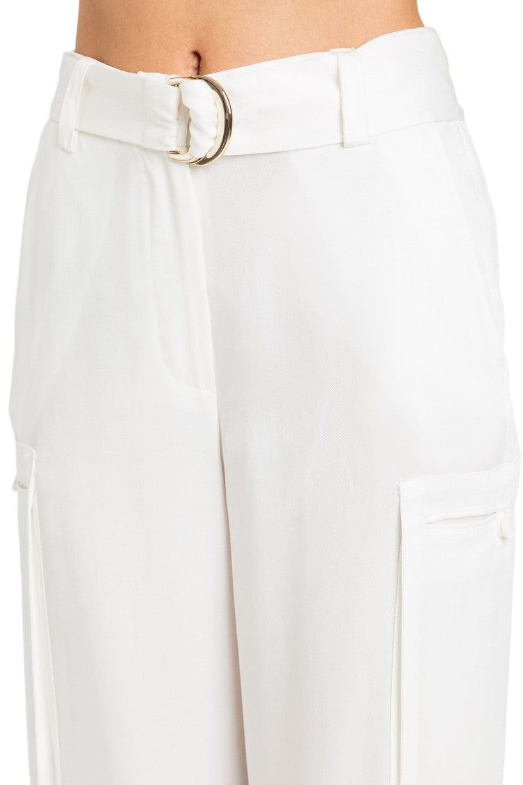 Twin-Set High-Waisted Belted Wide-Leg Cargo Pants
