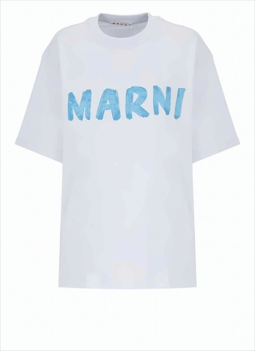 Marni Boxy-Fit White T-Shirt With Vibrant Hand-Painted Graphic