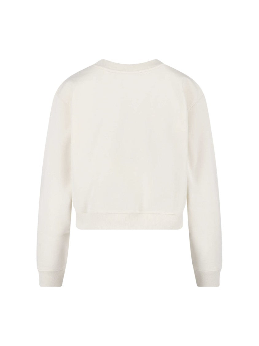 Maison Kitsuné Panna Cropped Crewneck Cotton Logo Sweatshirt