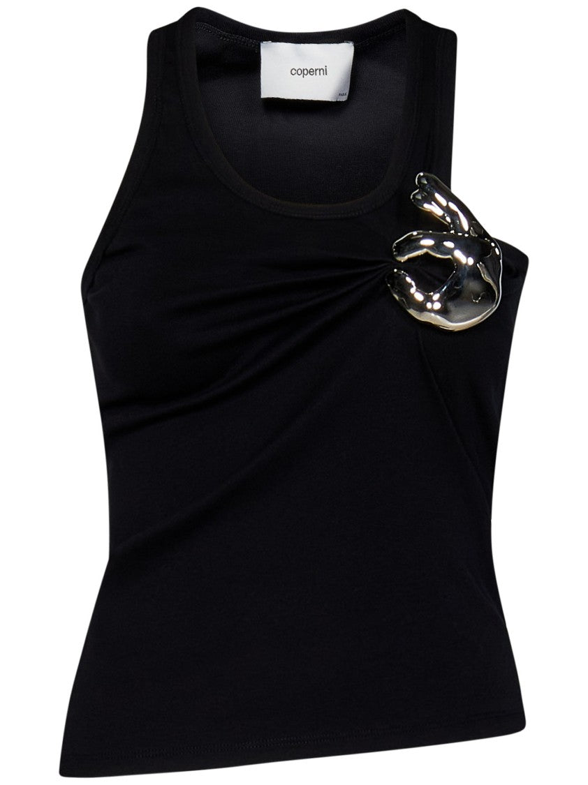 Coperni Sleeveless Fitted Top With Metallic Silver Embellishment