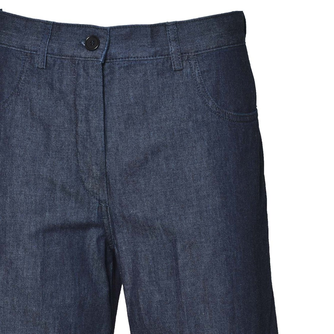 Aspesi Blue Cotton Denim Wide-Leg Trousers