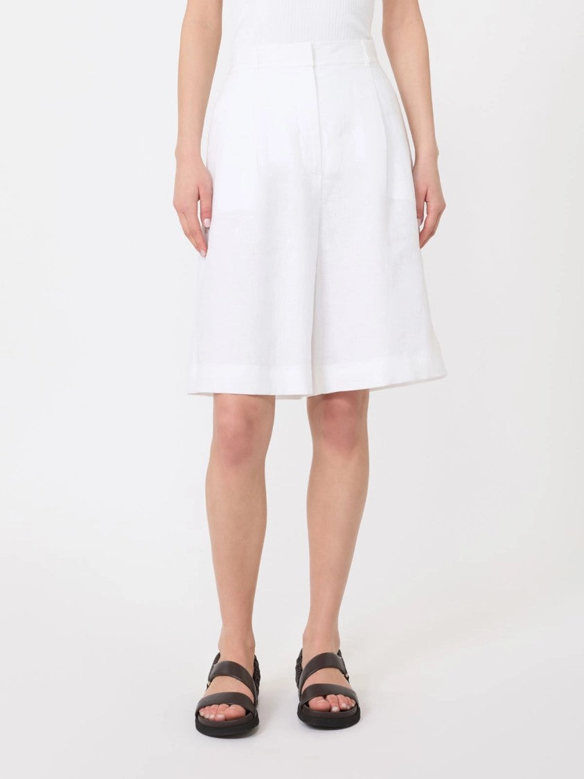 Max Mara Tailored White Knee-Length Shorts With High Waist