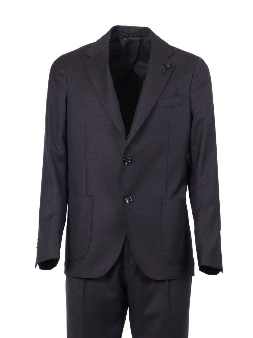 Lardini Tailored Black Suit With Notch Lapels And Tapered Fit