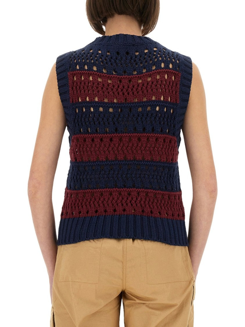 Ganni Knitted Sleeveless Top With Bold Logo