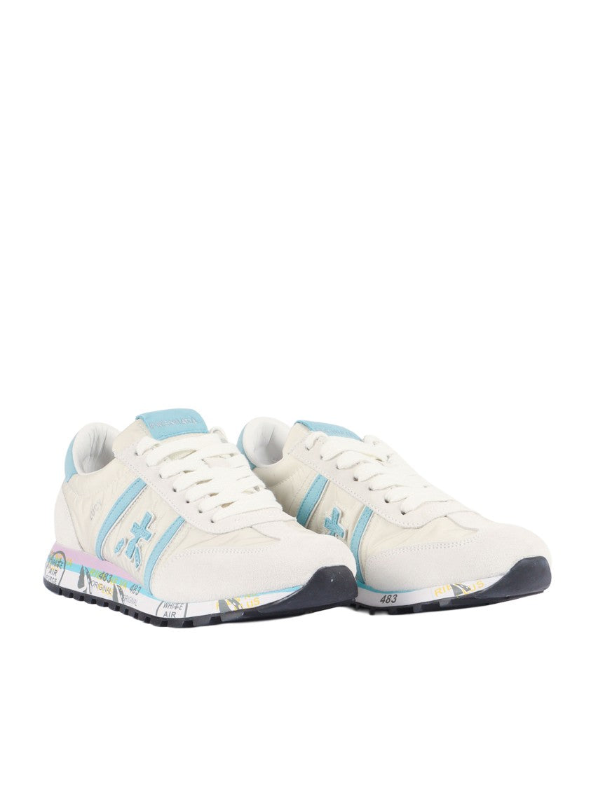 Premiata Perforated Texture Sneakers With Smooth Accents