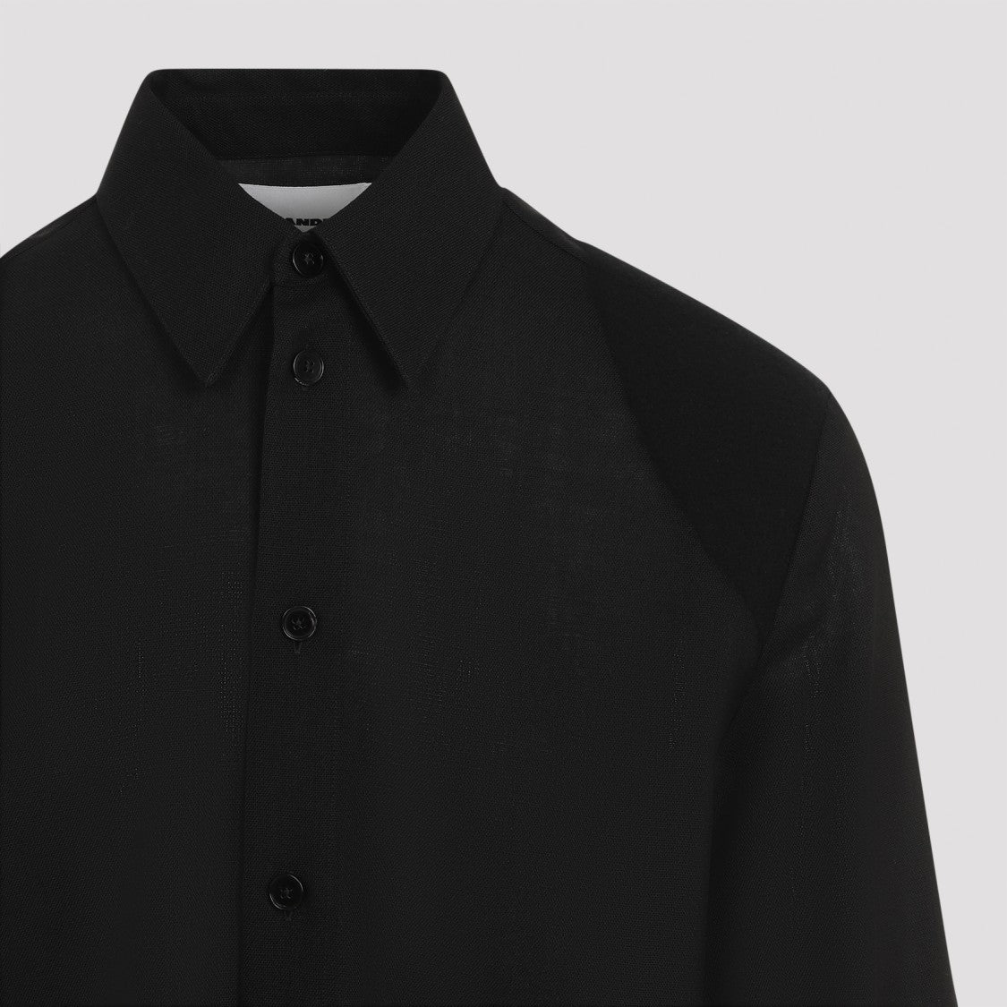 Jil Sander Tailored Black Shirt In Virgin Wool