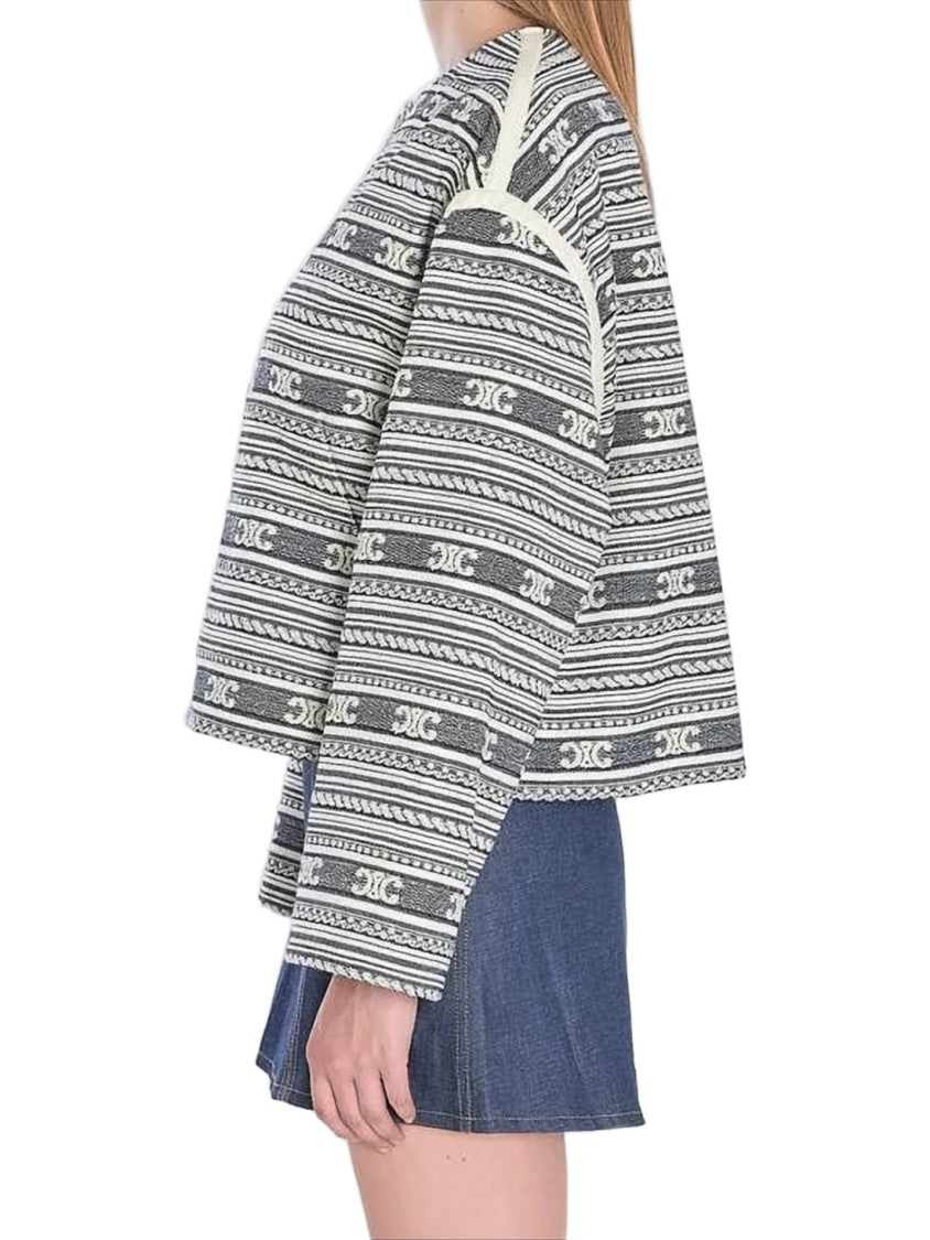 Celine Cropped Boxy Jacket With Gold-Tone Details