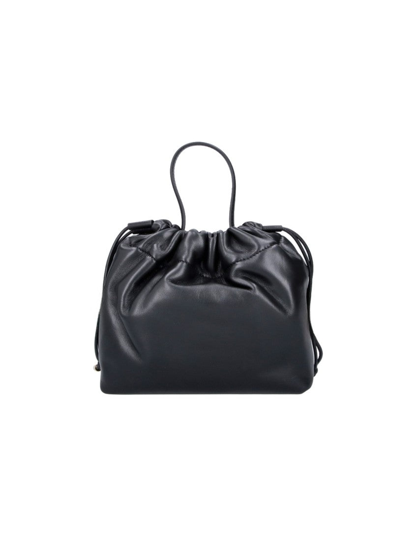 Chloé Gathered Black Leather Handbag With Gold-Tone Chain