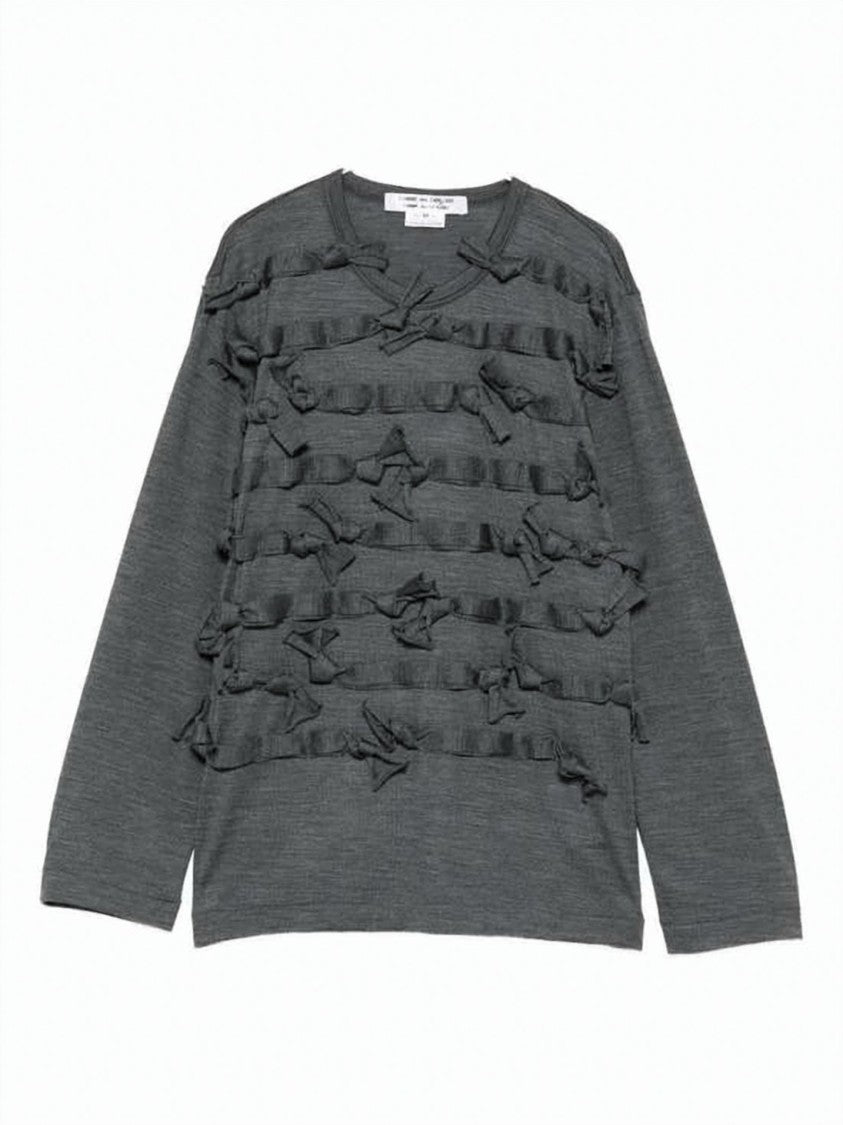 Comme Des Garçons Textured Dark Grey Wool Jersey Top