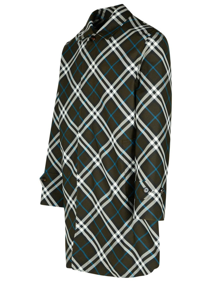 Burberry Check' Green Polyester Trench Coat