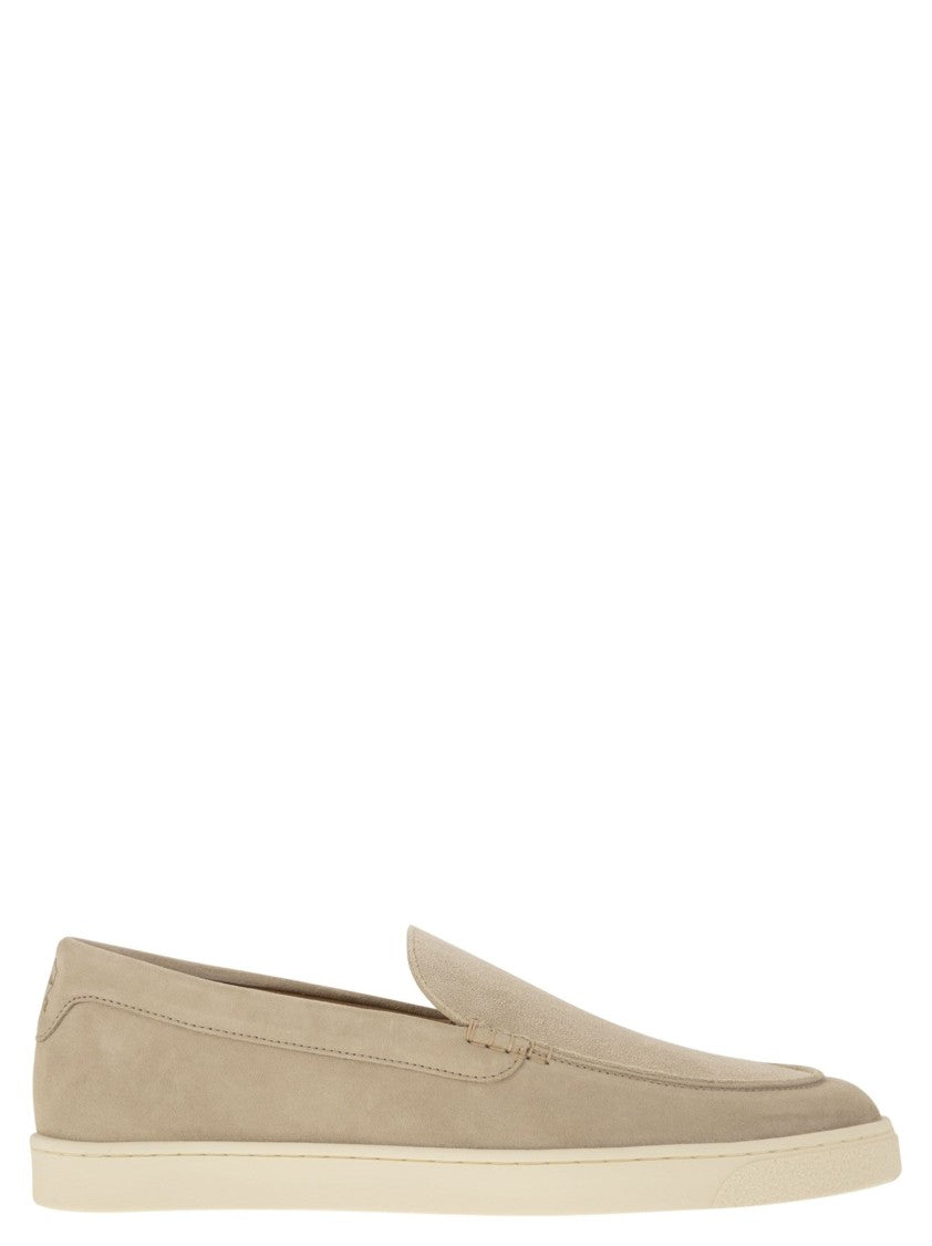 Brunello Cucinelli Chevron-Effect Suede Moccasins