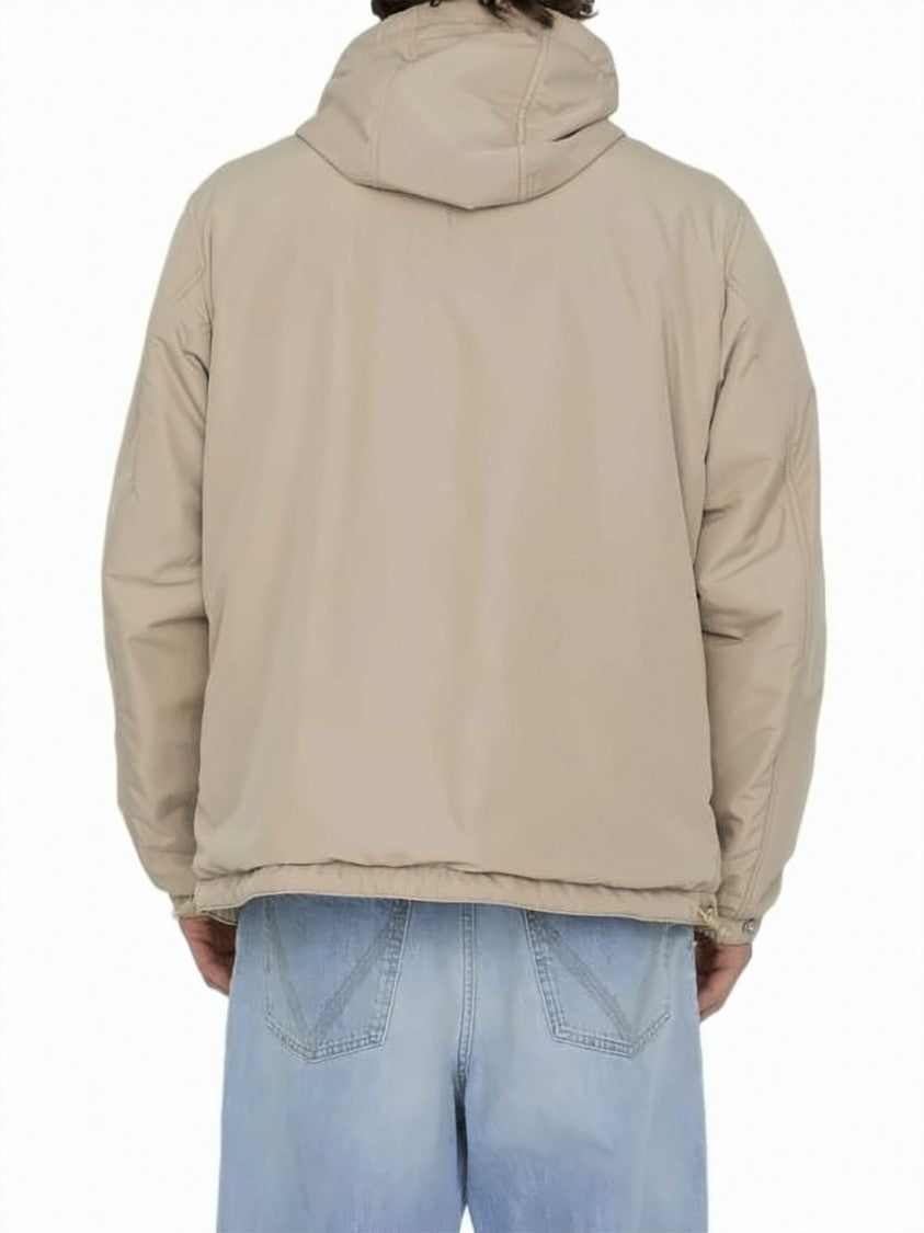 Burberry Reversible Beige Check Jacket With Hood And Relaxed Fit