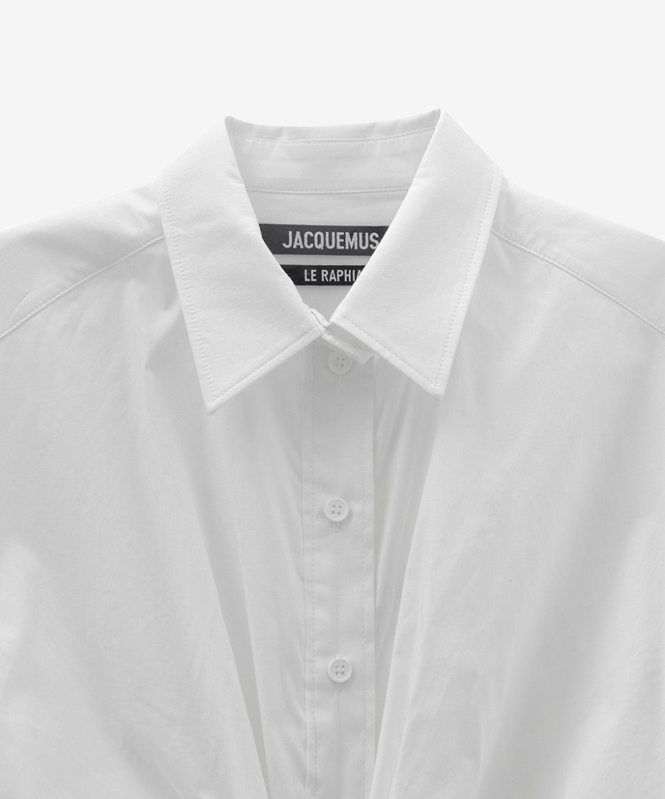 Jacquemus Cropped White Shirt With Twist Detail