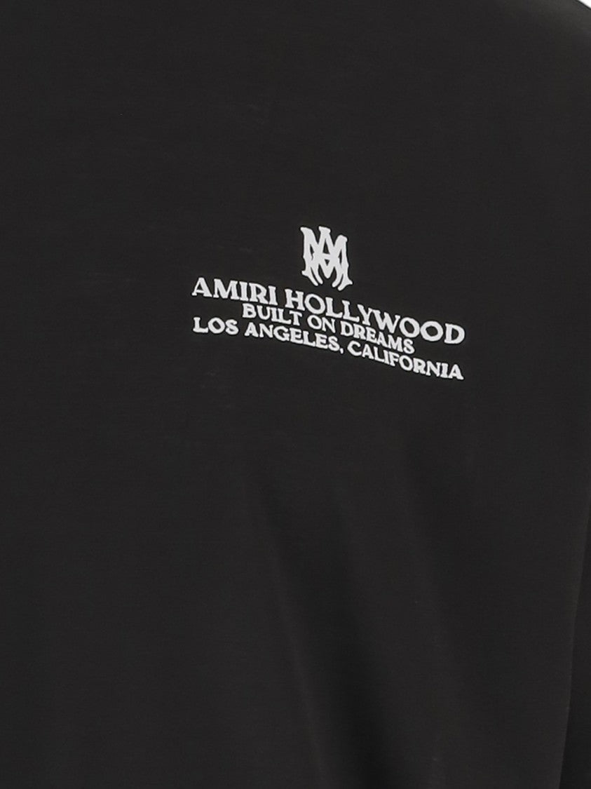 Amiri Crew Neck Black Cotton T-Shirt With Logo Details