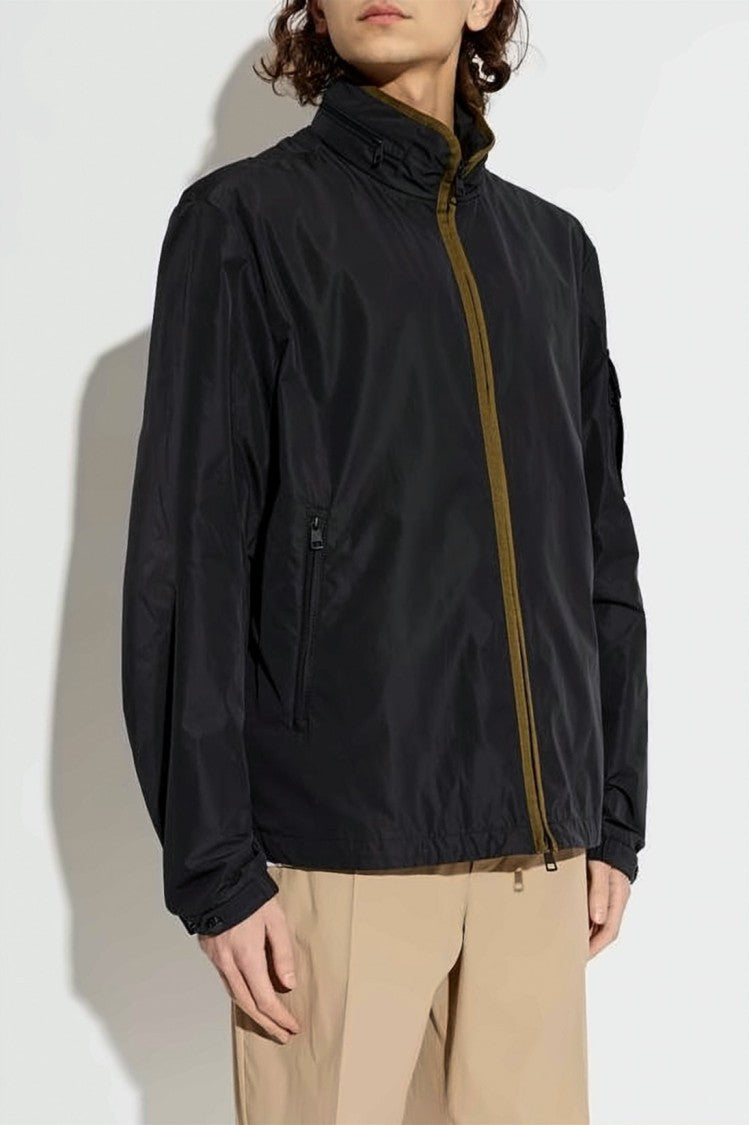Moncler Lightweight Black Moncler Jacket With High Collar
