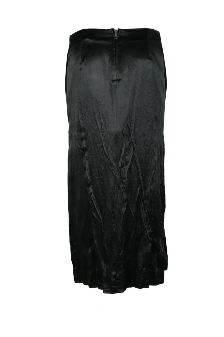Sportmax Pleated Black Skirt With Fluid Drape