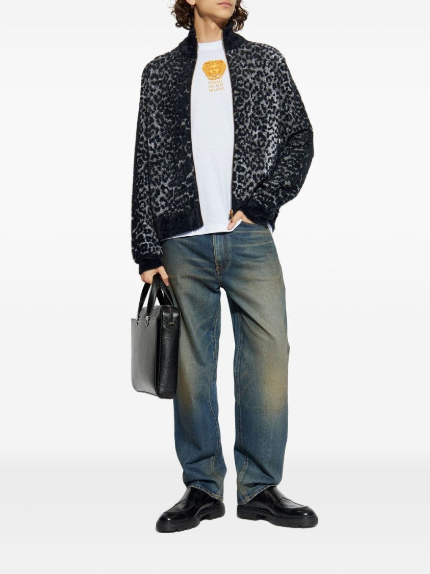 Versace White T-Shirt With Gold Medusa Head Logo