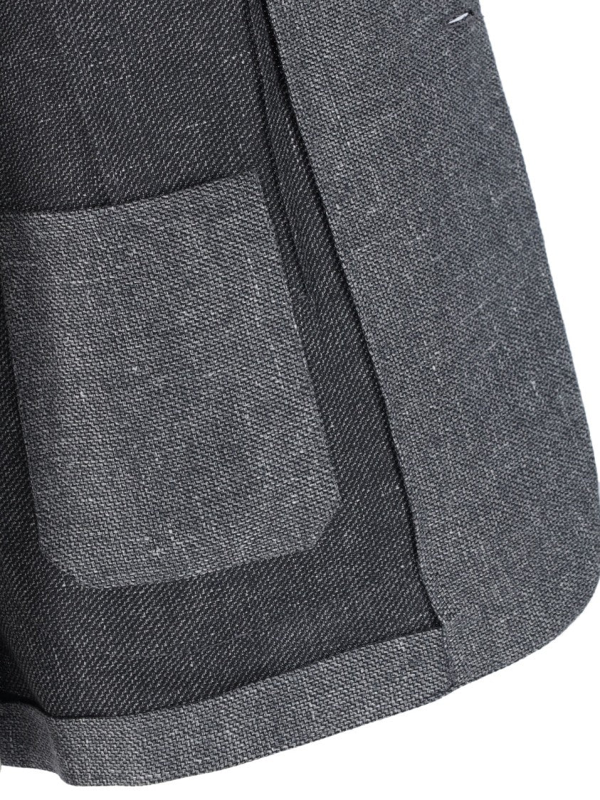 Zegna Grey Textured Linen-Wool Single-Breasted Blazer