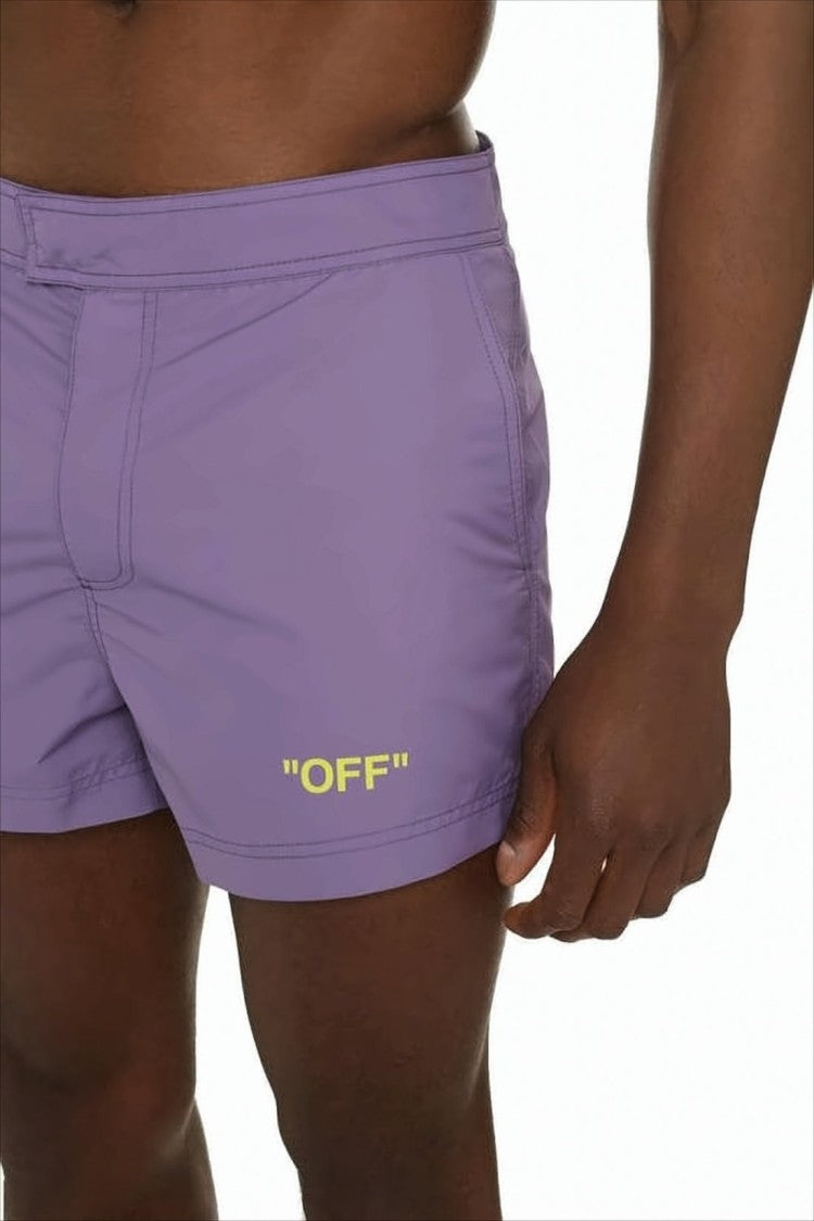 Off-White Tailored Swim Shorts In Soft Lavender With Minimalist Design