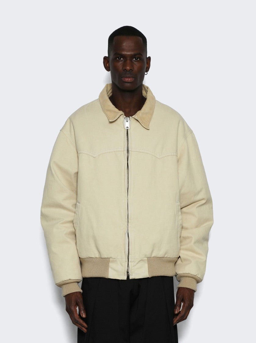 Maison Margiela Boxy Fit Beige Sports Jacket With Corduroy Collar And Ribbed Trim