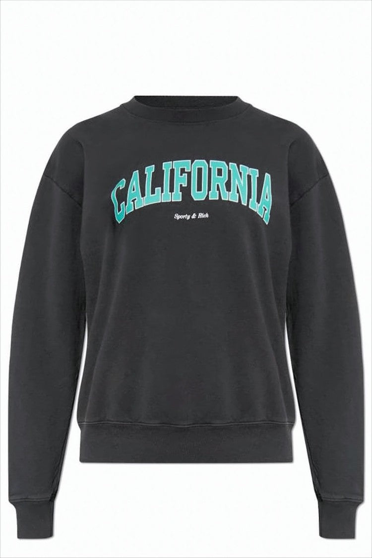 Sporty And Rich Relaxed Fit Black Long-Sleeve Sweatshirt