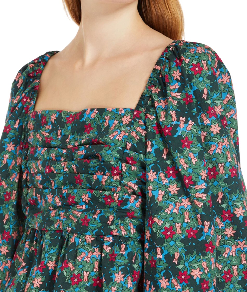 Max Mara Floral Print Top With Square Neckline