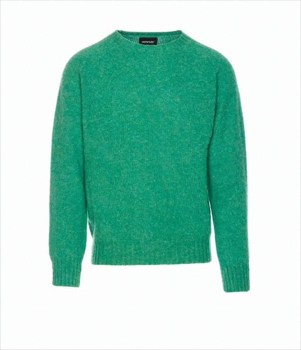 Howlin Vibrant Green Wool Sweater With Classic Crew Neckline