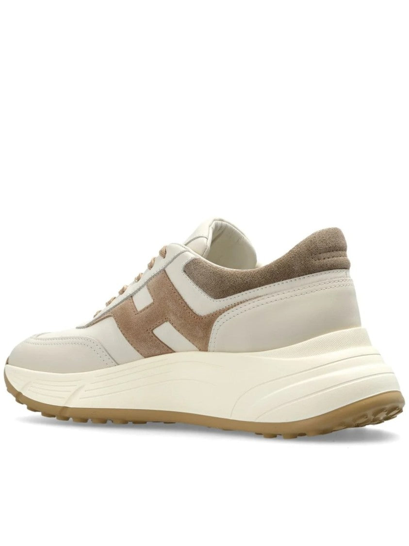 Hogan Cream Taupe Suede Side Logo Sneakers