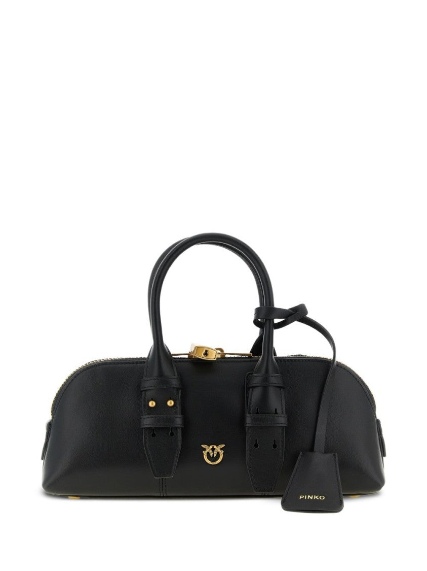 Pinko Black Structured Gold-Tone Hardware Handbag
